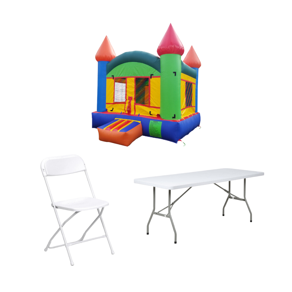 Bounce House With Tables and Chairs